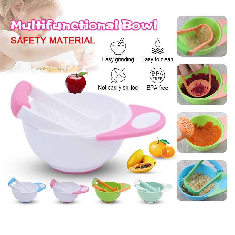 2 ชิ้น ถ้วยบดอาหาร ชามอาหารเด็ก ชุดบดอาหารเด็ก little pstore