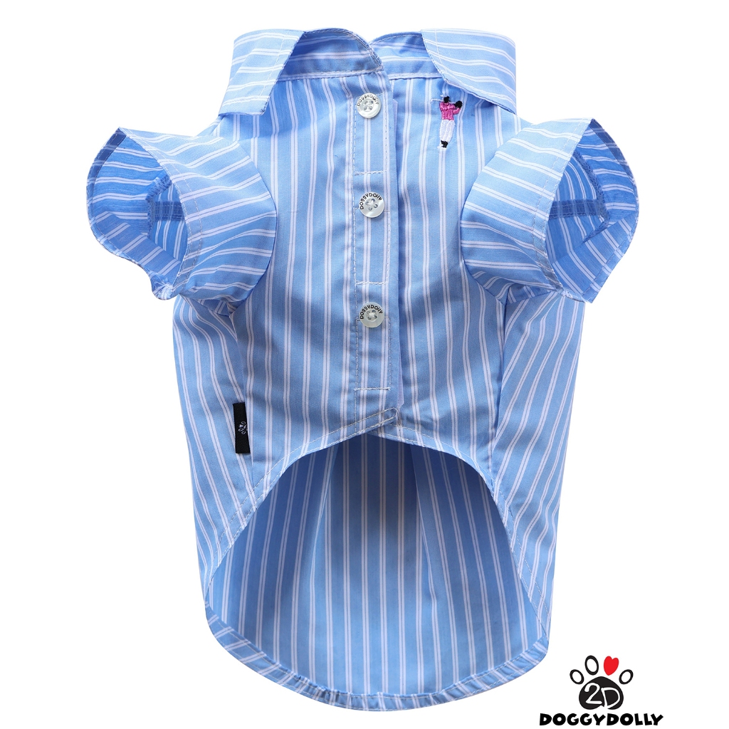Petcloths -Doggydolly เสื้อผ้าแฟชั่นสัตว์เลี้ยง ชุดหมาแมว เชิ๊ต คอปก มีแขน​ สีแดงลาย ขนาดไซส์​ 1-9โล​ -​ S174