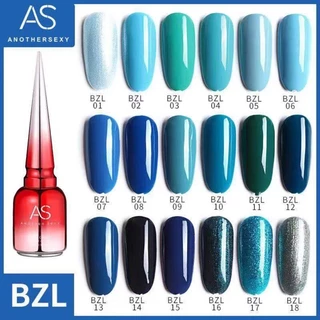 สีเจล AS ฝาแหลม 15ml. โทนสีน้ำเงิน-เขียว เรียบหรู รหัส BZL 1-18 พร้อมส่ง