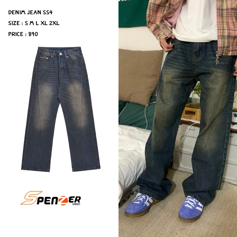 [พร้อมส่ง] Spenzer.street | denim jean ss4 กางเกงทรงกระบอก เสื้อผ้าสตรีท เนื้อผ้าดี คุณภาพแน่น ฮิต unisex 2024 ขายดี