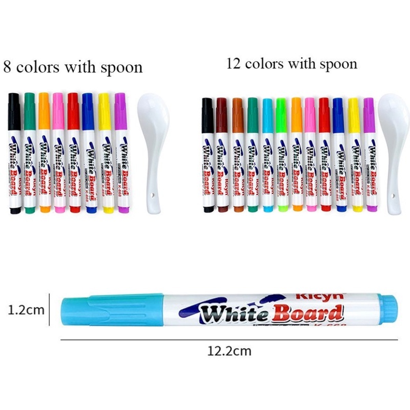 [แถมช้อน] ปากกาเมจิก วาดสีลอยน้ำDIY วาดรูปลอยน้ำ ปากกาสีลอยน้ำมหัศจรรย์ เสริมพัฒนาการ ศิลปะ สี magic floating marker - รูปที่ 4