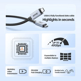 Jasoz USB C To USB C Cable 4 Gen 40Gbps 240W Data Transfer Type C Cable Fast Charging 17Pro Max