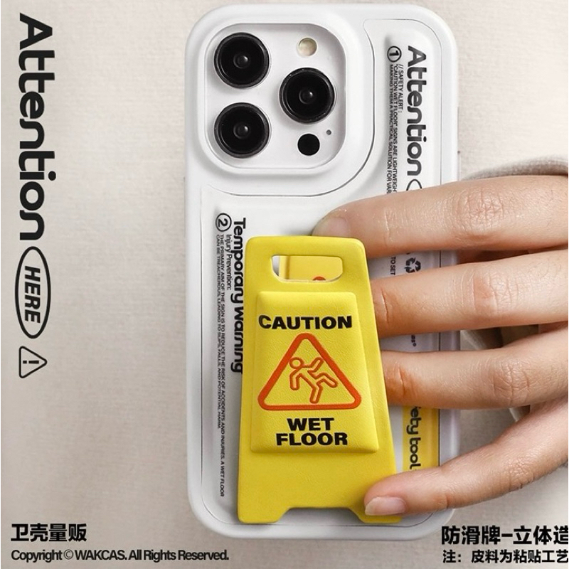 [🚨Wakcas] Caution⚠️wet floor💦เคสโทรศัพท์มือถือไอโฟนเท่มินิมอลเกาหลีน่ารัก