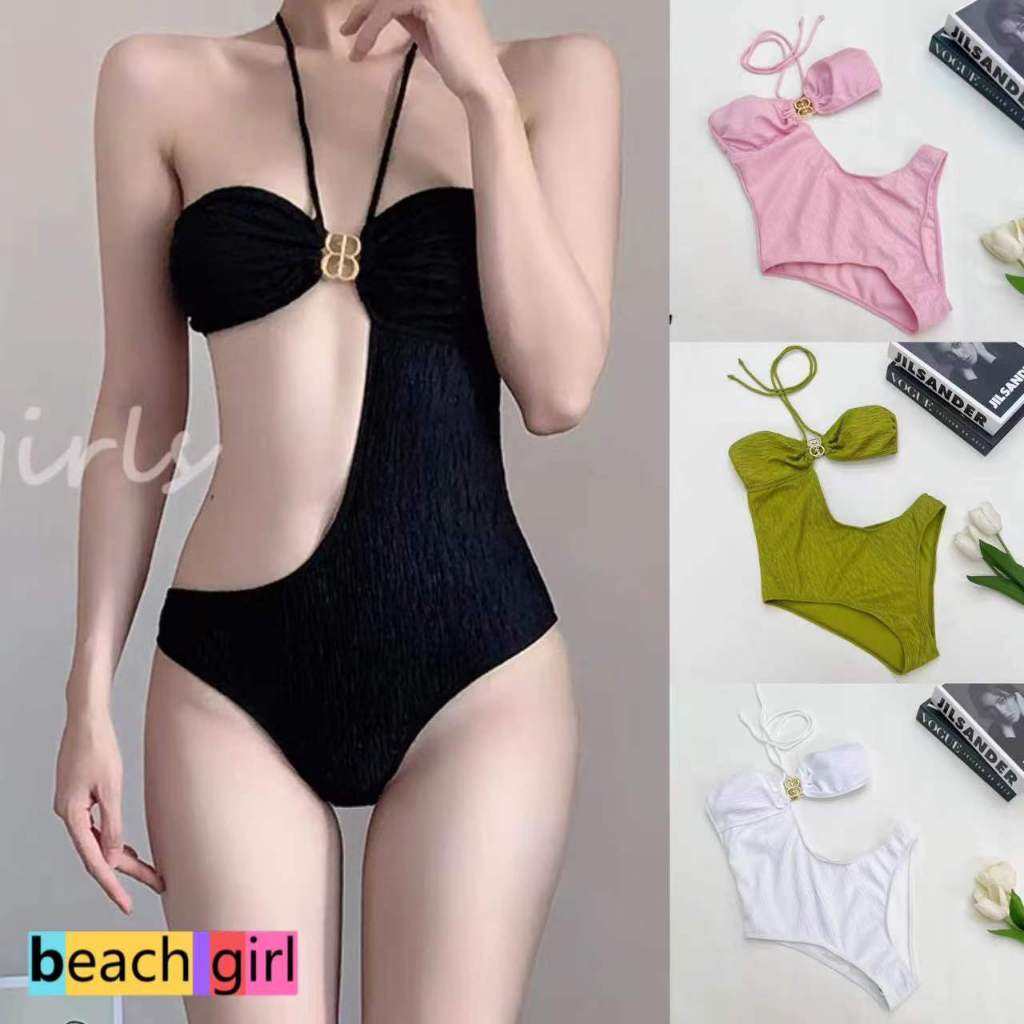 beachgirl ชุดว่ายน้ำวันพีช Bikini sexy เอวสูง แฟชั่น รุ่นใหม่ พร้อมส่งในไทย #0242