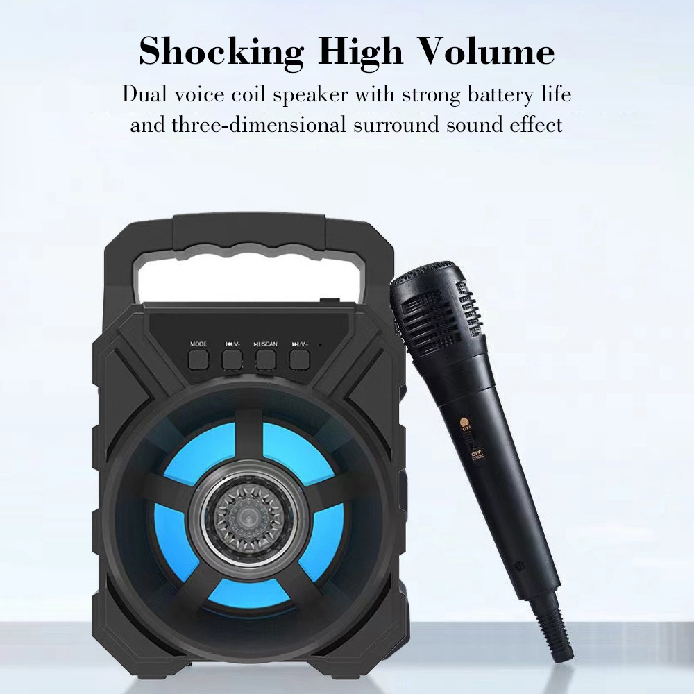 ลำโพงบลูทู ธ  ไร้สาย พกพา Bluetooth ลำโพง ซับวูฟเฟอร์ รองรับไมโครโฟน, บลูทู ธ , USB, การ์ด TF, วิทยุ  ไฟ LED