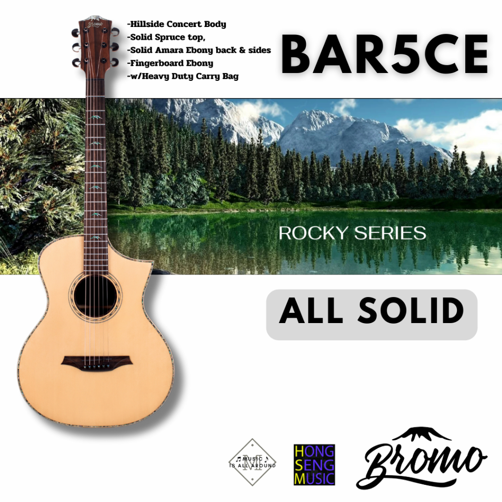 กีต้าร์โปร่งไฟฟ้า Bromo Guitars  - ROCKY SERIES (All Solid) Model # BAR5CE (w/Fishman Sonitone)