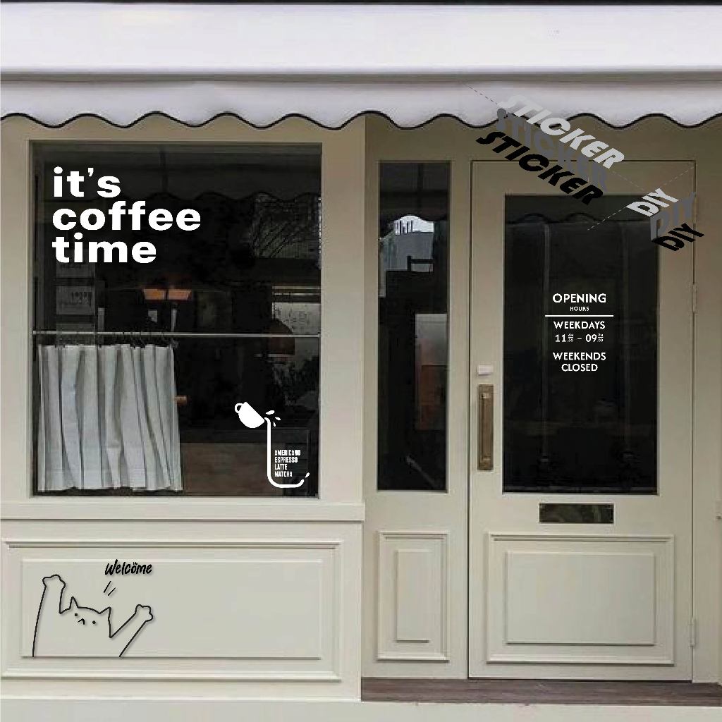สติ๊กเกอร์ กาแฟ / Coffee / Cafe (PVC ไดคัทตกแต่งกระจก รูปที่ 3