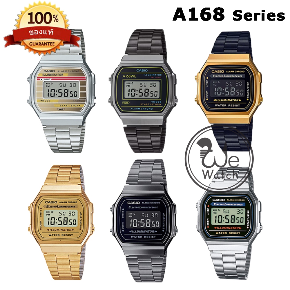 CASIO รุ่น A168WG-9WDF A168WEGB-1 A168WGG A168WEHB-1A A168WEHA-9A รับประกัน 1 ปี A168WG A168 A168WEMB A168WEHA A168WEHB