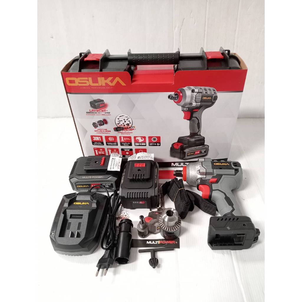 รุ่นใหม่ล่าสุดปี2024 OSUKA บล็อกแบตไฟฟ้า รุ่น OSID-520 ( แบตรุ่นใหม่ MULTI POWER 4Ah 2ก้อน ) 420Nm ประกัน1ปี ของแท้100%