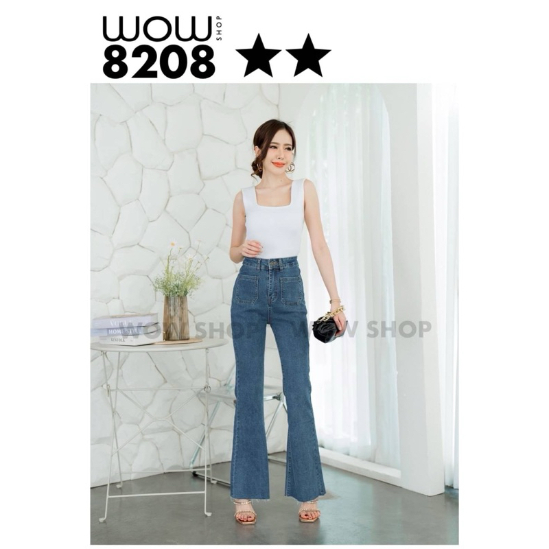 wow shop กางเกงยีนส์ขาม้า ผ้ายืด