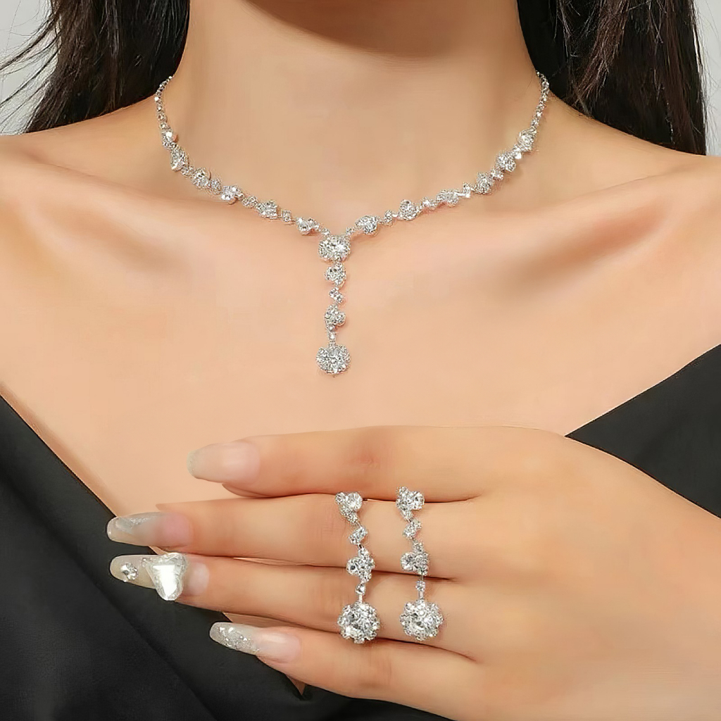 ชุดเครื่องประดับ สร้อย ต่างหูเพชร เครื่องเพชร งานประกวด งานแต่งงาน นางงาม เจ้าหญิง - รูปที่ 2