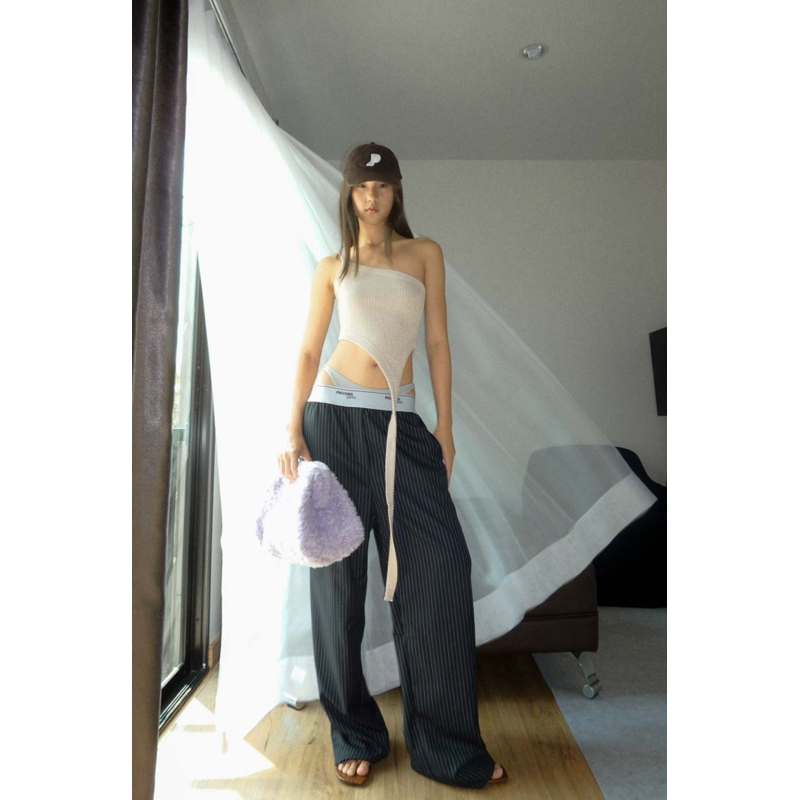 Piccoro - Lazy Striped Pants กางเกงเอวต่ำขอบยางยืด