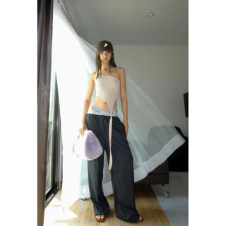 Piccoro - Lazy Striped Pants กางเกงเอวต่ำขอบยางยืด