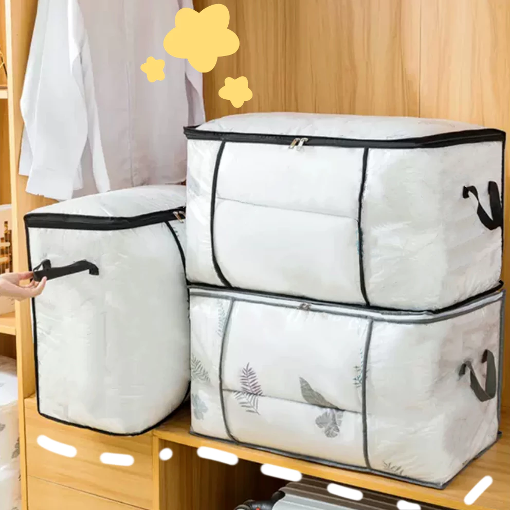 กล่องพับได้ PVCถุงเก็บของ กระเป๋าเก็บเสื้อผ้า ความจุขนาดใหญ กันน้ํา ป้องกันเชื้อรา มีซิปรูดปิด ถุงเก็บผ้านวม cutieworld