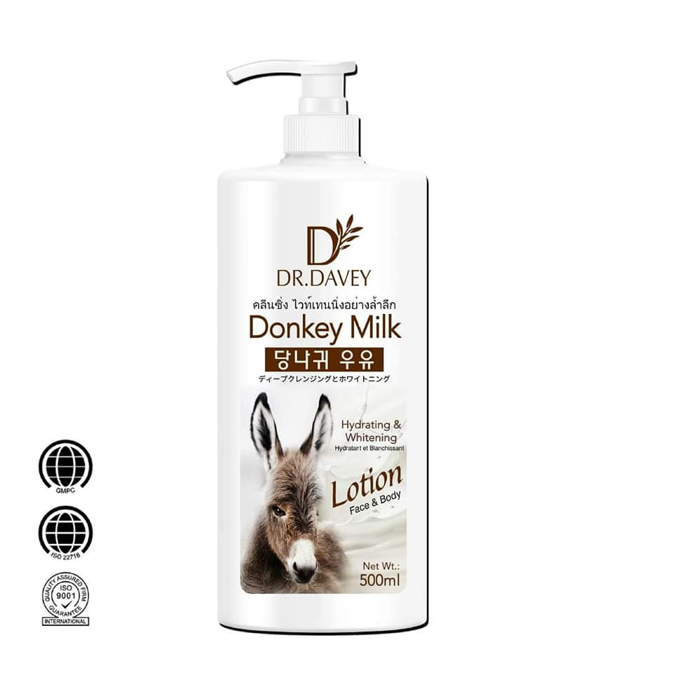 DR.DAVEY Moisturizing Hydrating and Whitening Dankey Milk Body Lotion 500ml.