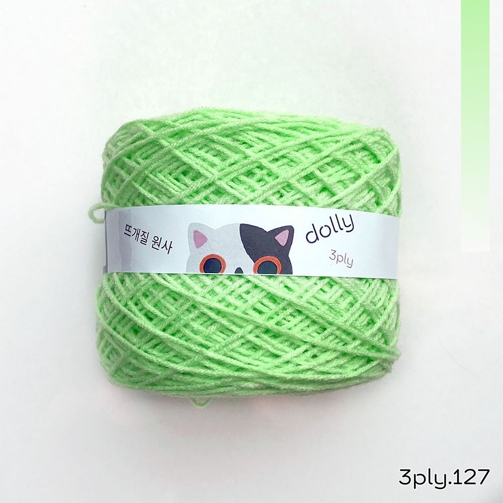 ไหมพรม 3Ply, ไหมพรมเส้นเล็ก : เขียวสว่าง [03PY-127] >>> สำหรับงานถักโครเชต์ งานฝีมือ by ไหมพรมฟ้ามุ่ย