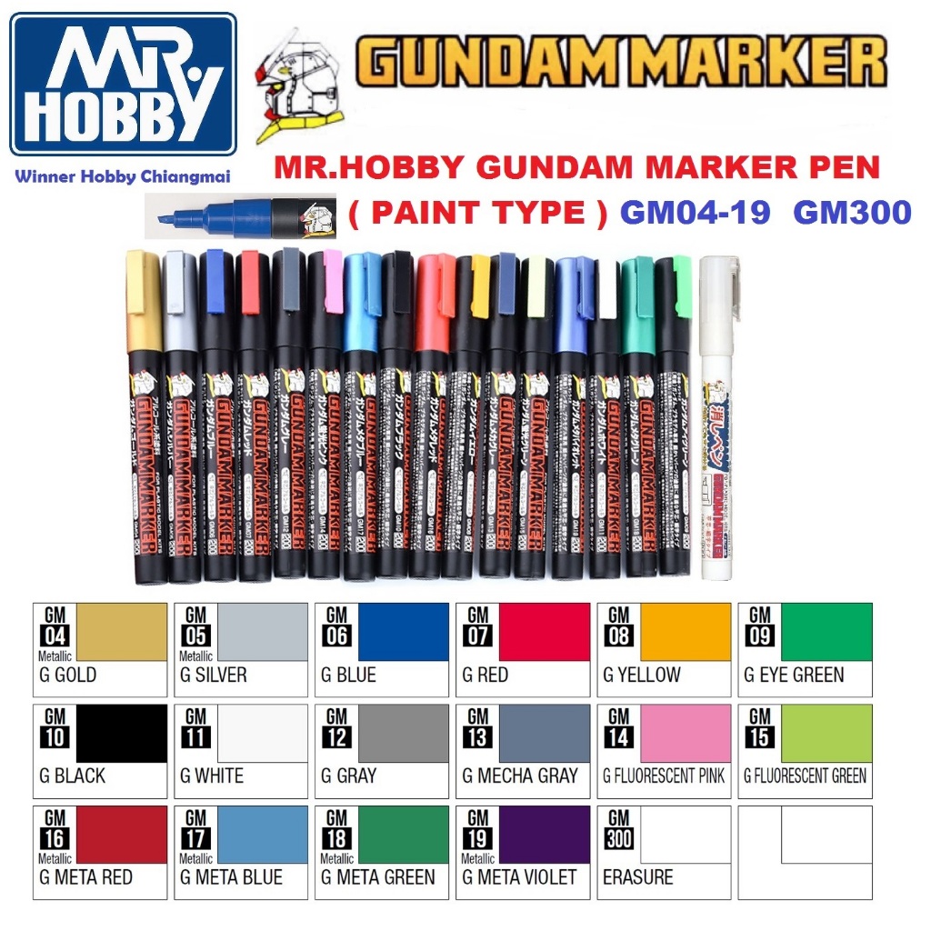 Gundam Marker Pen MR.HOBBY Paint type GM04-GM19 , GM300 remover