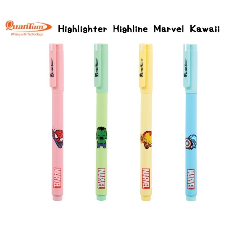 Quantum ปากกาเน้นข้อความ Marvel Kawaii โทนสีพาสเทล Highlighter ลิขสิทธิ์แท้ (ราคาต่อ 1 ด้าม)