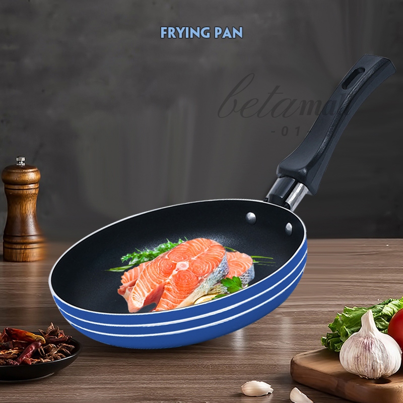 กระทะสเตนเลส ไม่ติดผิว ปลอดภัย 18cm เพื่อสุขภาพ กะทะ nonstick ด้ามดำ ทอดไข่ B00021