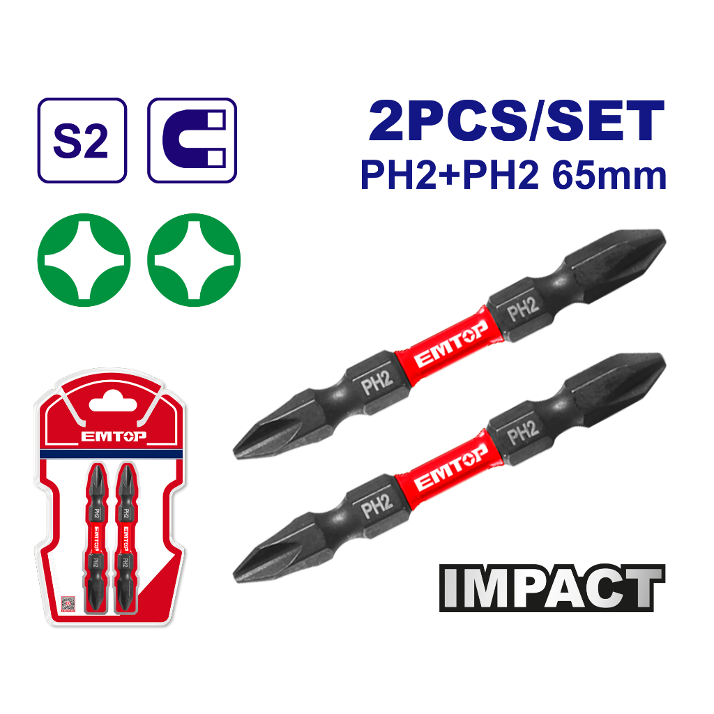 EMTOP ดอกไขควงกระแทก+/+ รุ่น ESBTM7PH265
