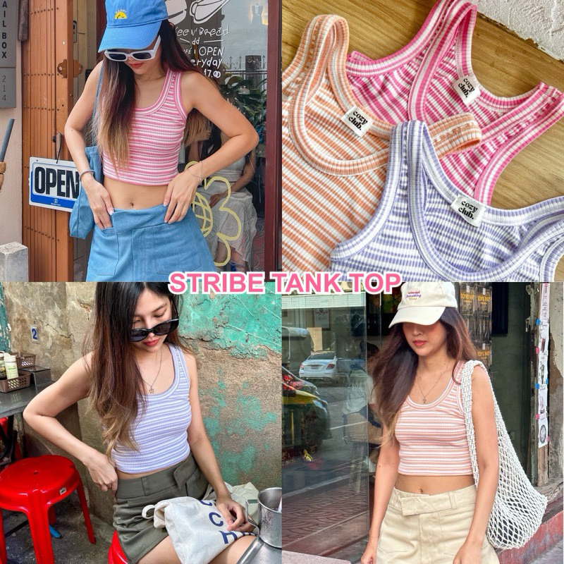 COZY CLUB. - STRIBE TANK TOP เสื้อกล้ามคอยูผ้าร่องลายทาง