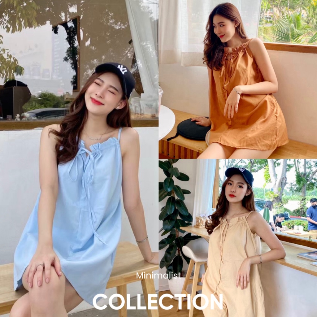 Summer Dress เดรสสายเดี่ยวสไตล์มินิมอล เดรสผ้าฝ้าย ใส่สบาย สินค้าพร้อมส่ง