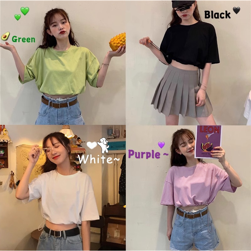 พร้อมส่ง🌟เสื้อยืดครอปแขนสั้นสาวอวบผู้หญิง oversize เสื้อผ้ามินิมอลสไตล์เกาหลี เสื้อเอวลอยวัยรุ่นน่ารักๆ แฟชั่น พิมพ์ลาย