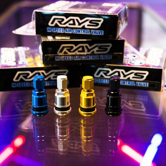 จุ๊บลมอลูมิเนียม Rays แท้ 1 ชุด มี 4 ตัว ใส่ได้ทั้งรถเก๋งและกระบะ สีดำ น้ำเงิน เงิน ทอง Rays Hi spee