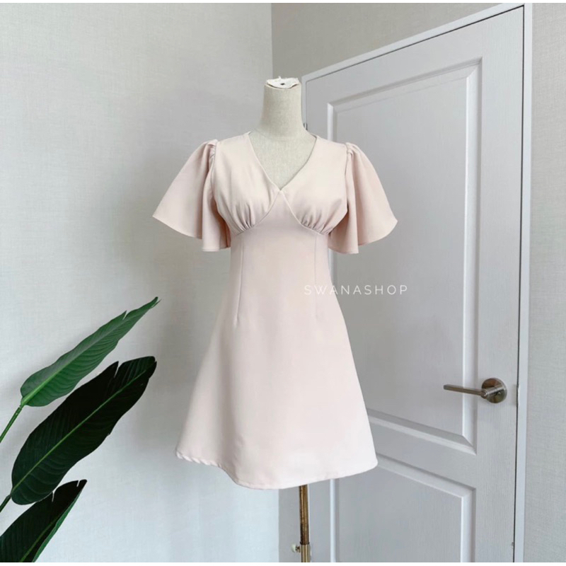 ส่งต่อ Swanashop มือ1 ชุดออกงาน ชุดเดรสสีครีม ซื้อมายังไม่เคยใส่ 🍭Size : L