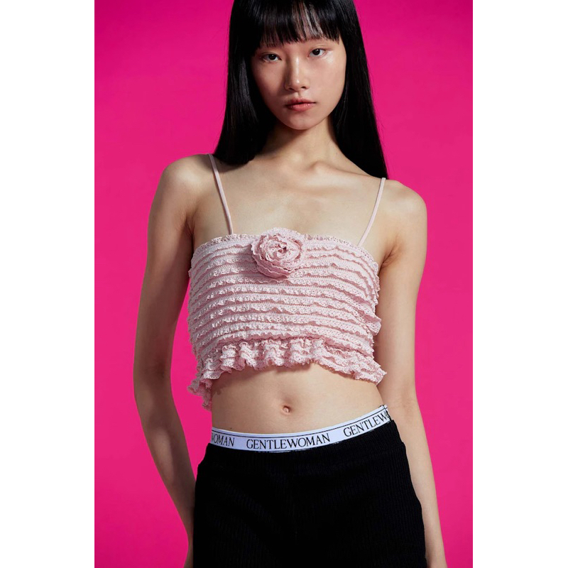 เสื้อสายเดี่ยว/เสื้อครอป Gentlewoman ของใหม่ size S รุ่น GARDENIA CAMISOLE TOP : PINK