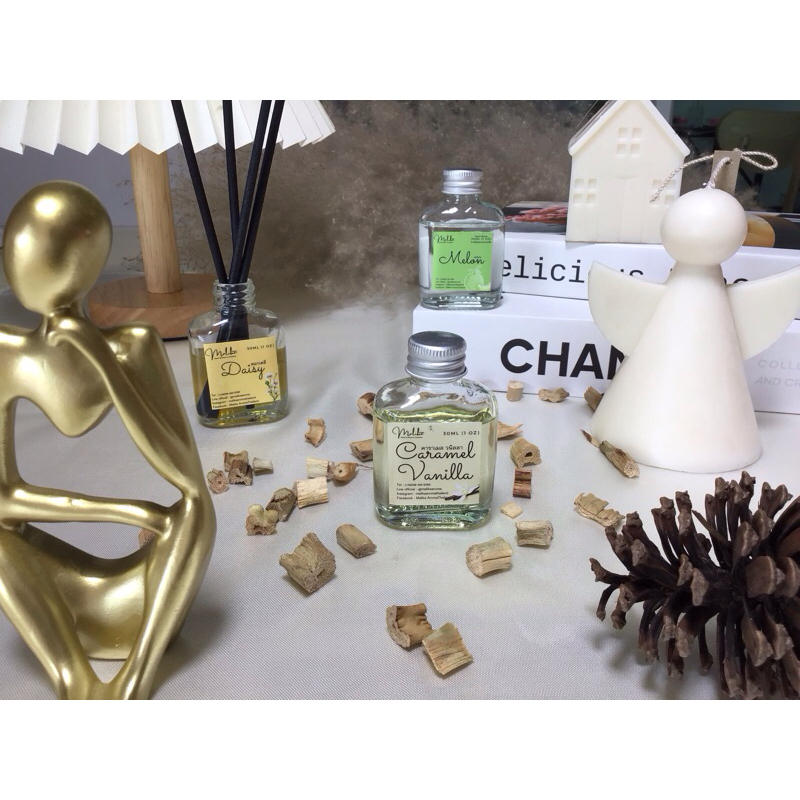 มัลลิกาอโรม่า ก้านไม้หอมปรับอากาศ กลิ่น คาราเมลวนิลลา 30ml. RoomReedDiffuser สร้างบรรยากาศในบ้านให้เหมือนอยู่ในสปา