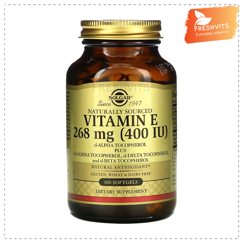 พร้อมส่ง Solgar, Naturally Sourced Vitamin E, 268 mg (400 IU), 100 Softgels