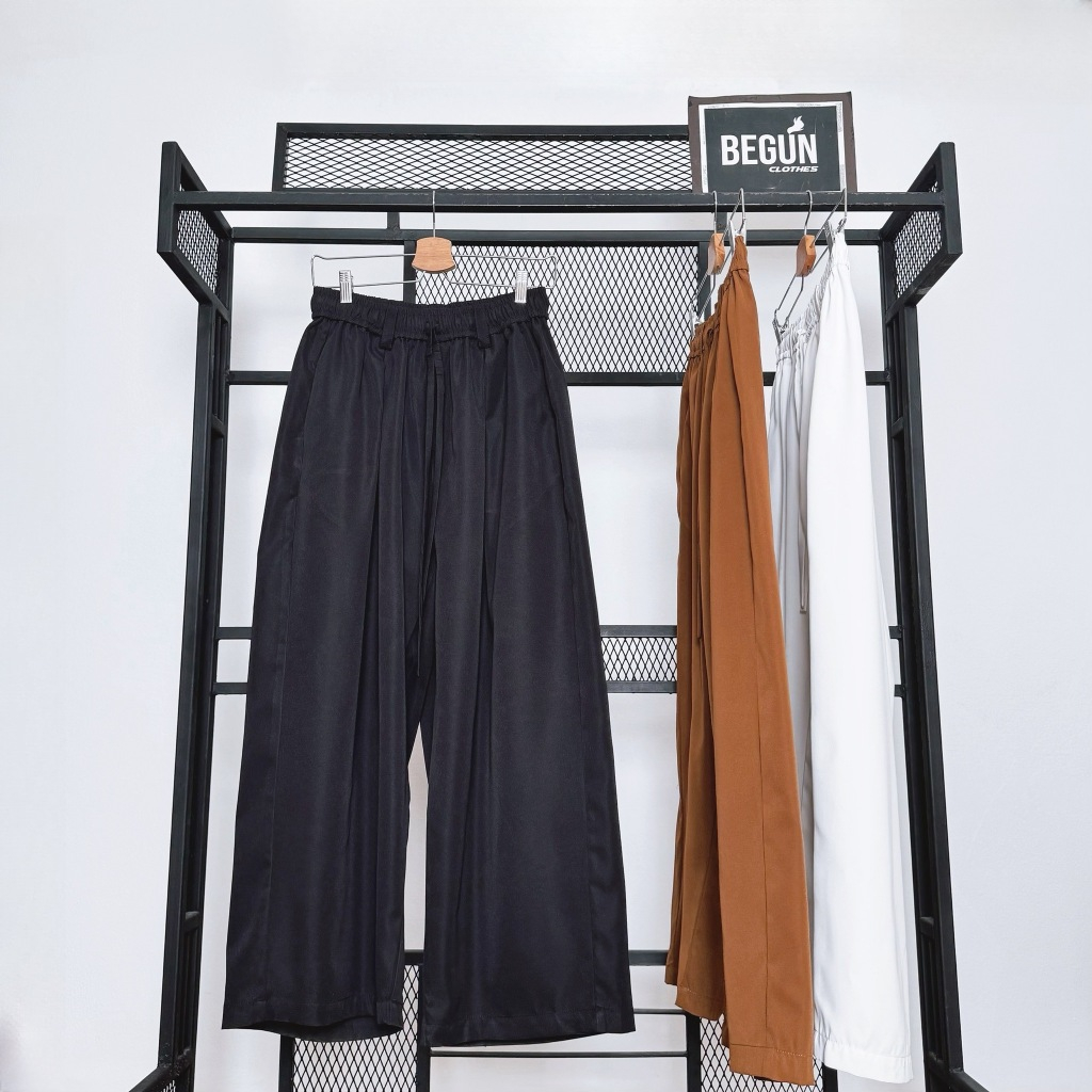 Begunclothes Begun05 Pants [3สี] Samurai Pants กางเกงขายาว ทรงกระบอกใหญ่ ผ้าคอตตอน