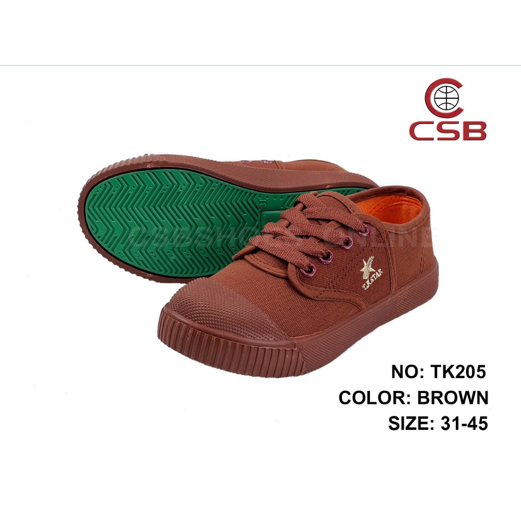 CSB รองเท้าผ้าใบนักเรียน TK205 สีขาว น้ำตาล ดำ มีไซส์เด็กและผู้ใหญ่ 31-45#