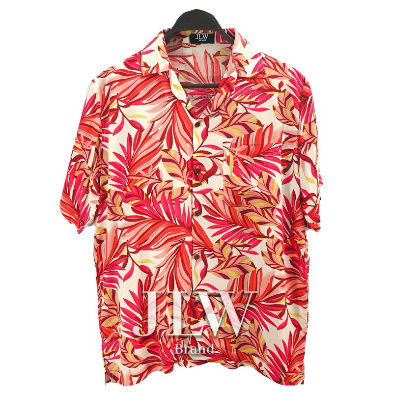 เสื้อฮาวาย ลายหมากนวล แดง