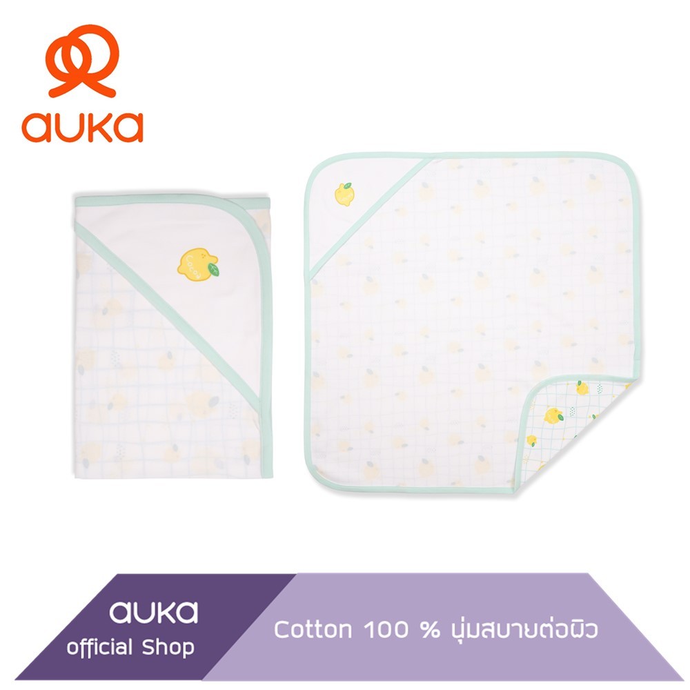 Auka ผ้าห่อตัว เด็กแรกเกิด - 3 เดือน, Size 30"x30"inc.Collection Cocoa Lemon