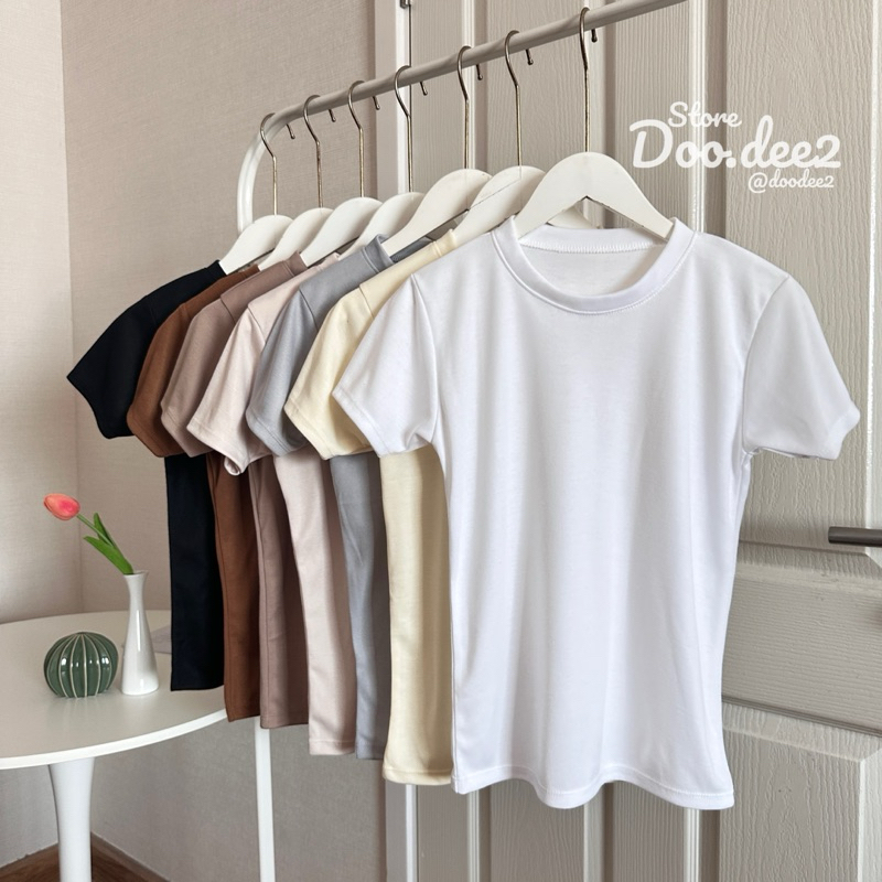 ♦️DOODEE2♦️เสื้อยืดคอกลมแขนสั้น ผ้ายืดใช้เส้นด้ายโพลี (T)