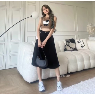 Lily Skirt กระโปรงยาวผู้หญิงรุ่นลิลลี่ 26 นิ้ว ทรงบานวอลลุ่มผ้ายีนส์ยืดคอตตอล