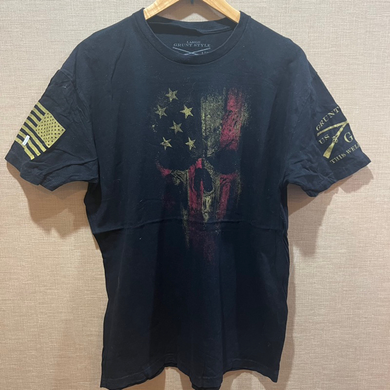 เสื้อยืด Grunt style Skull Us Flag. Size L (D361)