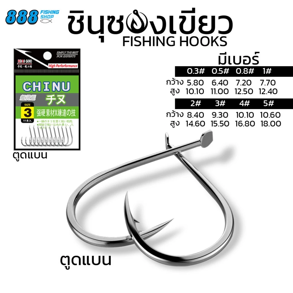 เบ็ดซองตกปลา CHINU ซองเขียว ตูดแบน