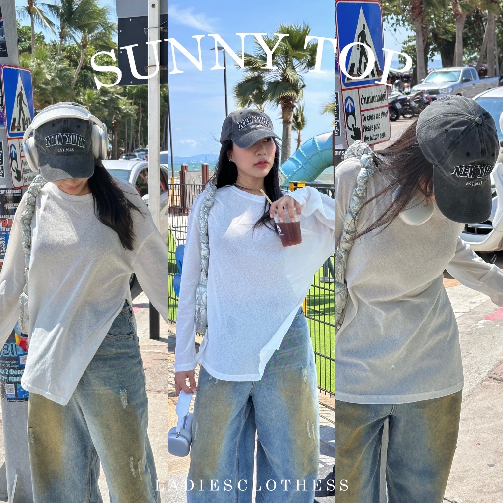 LADIESCLOTHESS #LC324 SUNNY TOP เสื้อแขนยาว ผ้าซีทรู เสื้อไปทะเล