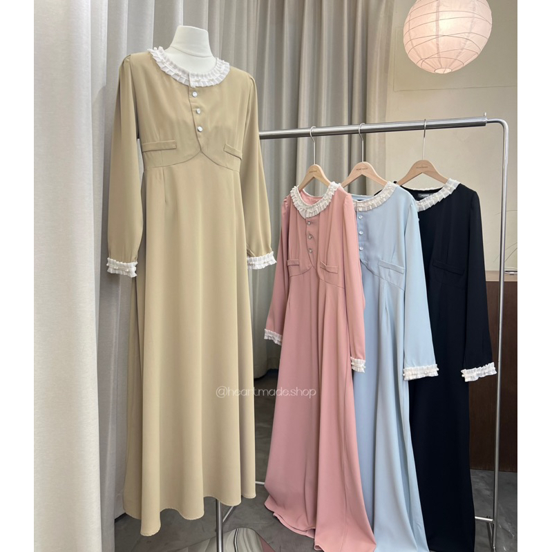 (C15) Heartmade - Mila Dress (สินค้าพร้อมส่ง) เดรสตัวยาวผ้าทิ้งตัวดีเทลริบบิ้นแต่งมุข