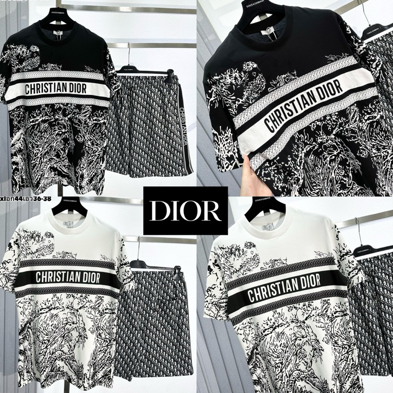 ชุดเซท Dior 🖤🤍 🏷️เสื้อยืด + กางเกงขาสั้น 🩳 Hiend 1:1 cotton 💯