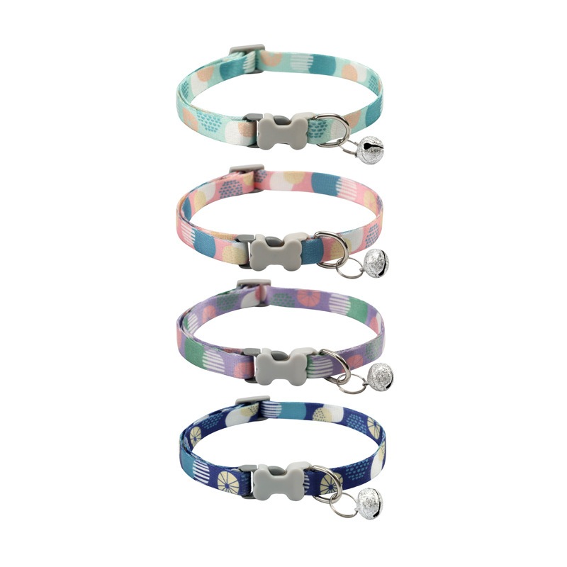 PEKO PET&CAT [ปลอกคอ090] ปลอกคอสุนัขและแมว ล็อคกระดูก ลายพาสเทล สำหรับสัตว์เลี้ยง