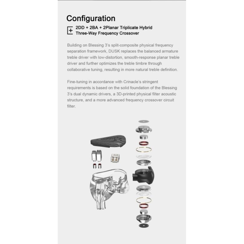 (พร้อมส่ง) Moondrop X Crinacle DUSK 2DD+2BA+2Planar IEMs หูฟัง Hi-end 3.5mm Single-ended plug/USB-C