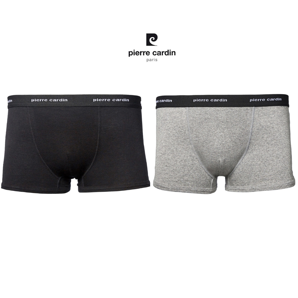 Pierre Cardin PI-200 1ตัว กางเกงในชายเต็มตัว Embroidered Logo Band มี 3 สี ขาว เทา ดำ บ็อคเซอร์ผ้าคอตตอน ขาสั้น