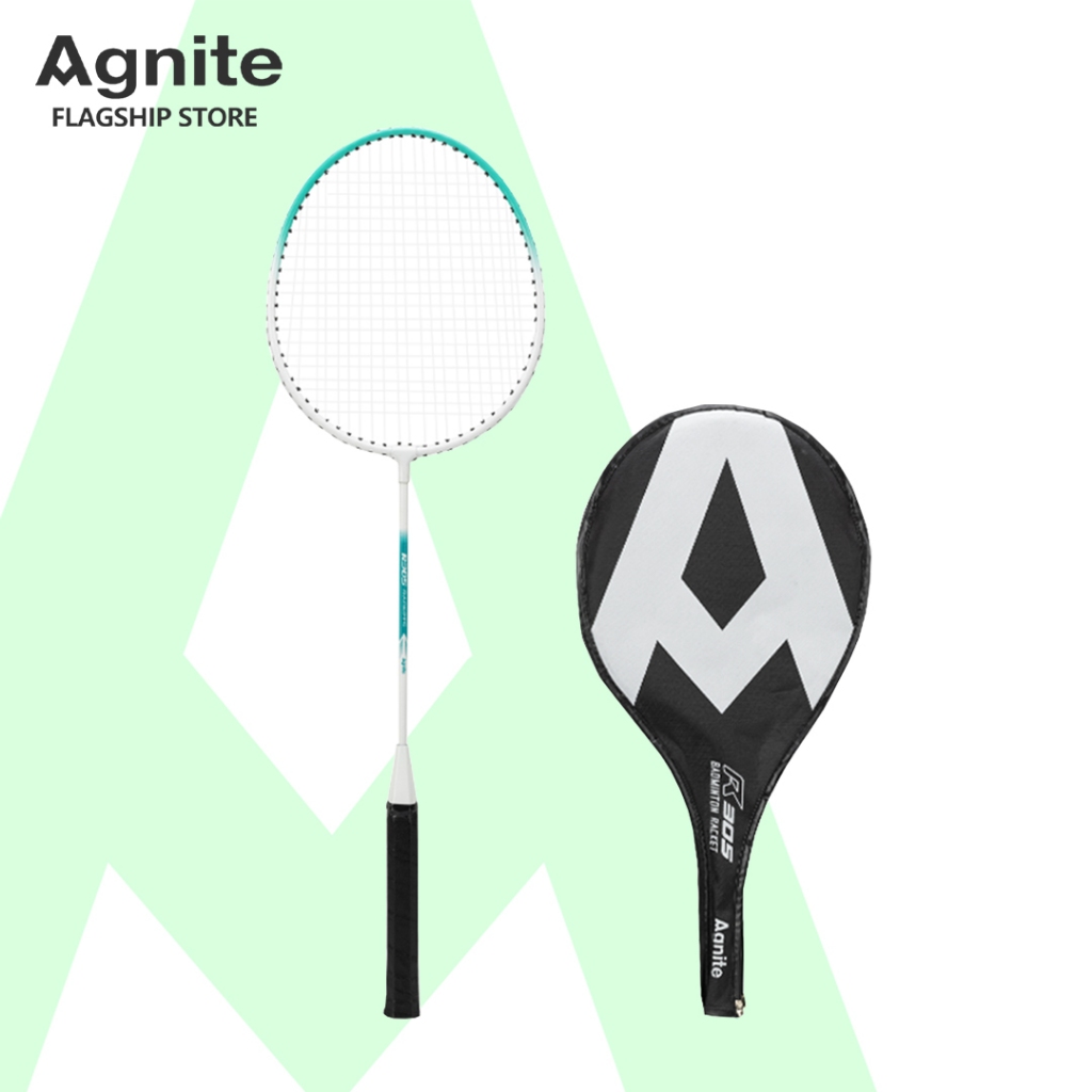 Agnite ไม้แบด ไม้แบดมินตัน หน้ากว้าง สายไนลอน พร้อมกระเป๋า ด้ามแข็งแรง ทนทาน ที่จับกันลื่น อุปกรณ์กีฬา Badminton racket