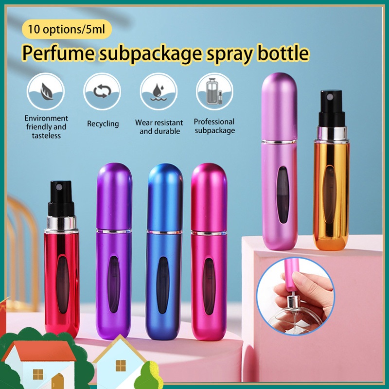 8 สี ขวดสเปรย์น้ําหอมรีฟิลแบบพกพาขวดเปล่า 5 มล.