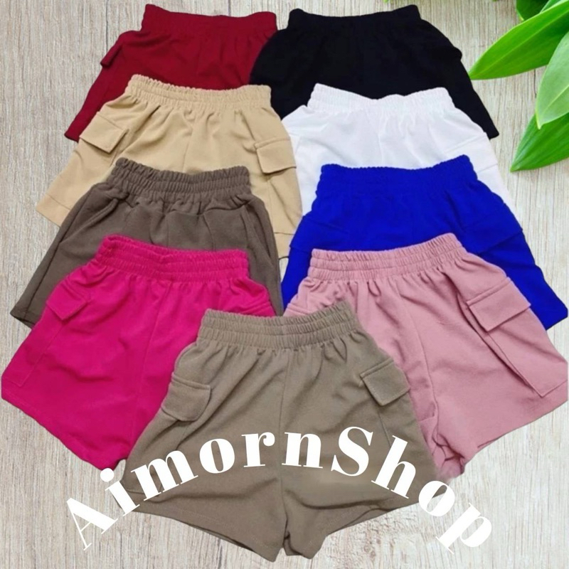 aimorn_shop กางเกงขาสั้น กระเป๋าข้าง+เสื้อครอป ผ้ามูวเวฟสุดฮิต ใส่แล้วสวยมาก งานดีสุดๆ