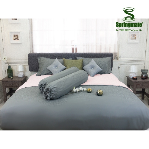 Springmate ชุดผ้าปูที่นอนพร้อมปลอกผ้านวม Premium Collection Apricot-Grey ส่งฟรี